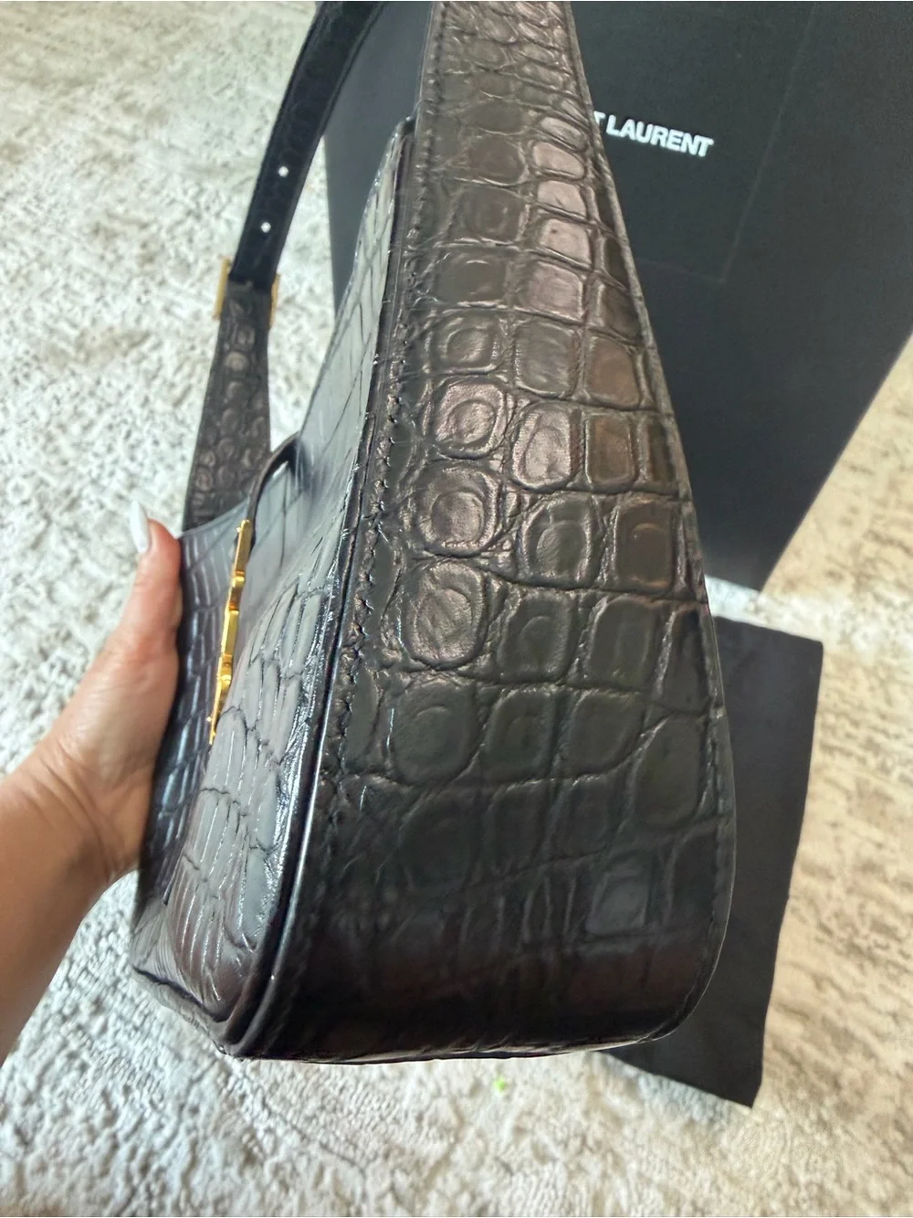 Saint Laurent 5A7 crocodile-effect shoulder bag